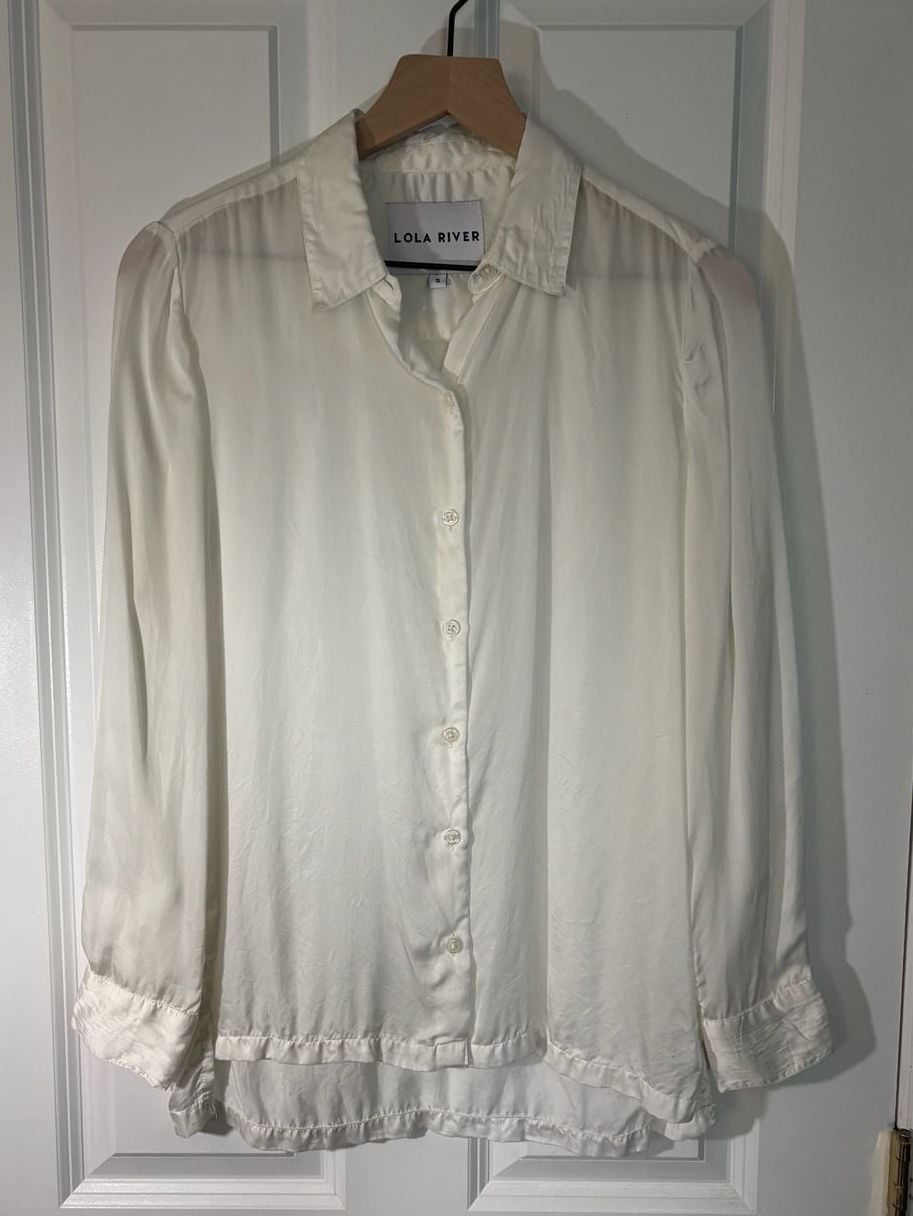 Lola River Silky Cupro Button-Up Blouse Small Like New 3
