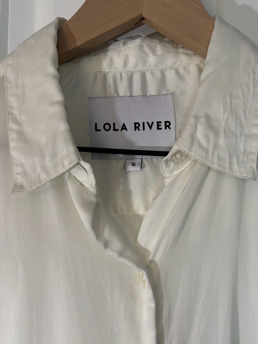 Lola River Silky Cupro Button-Up Blouse Small Like New 5