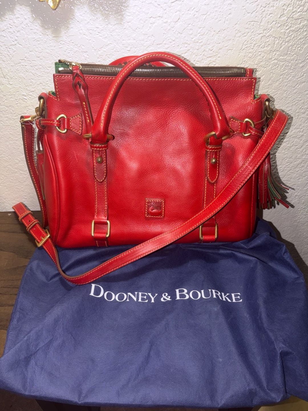 Dooney & Bourke Florentine Red Leather Satchel Tote Bag 2