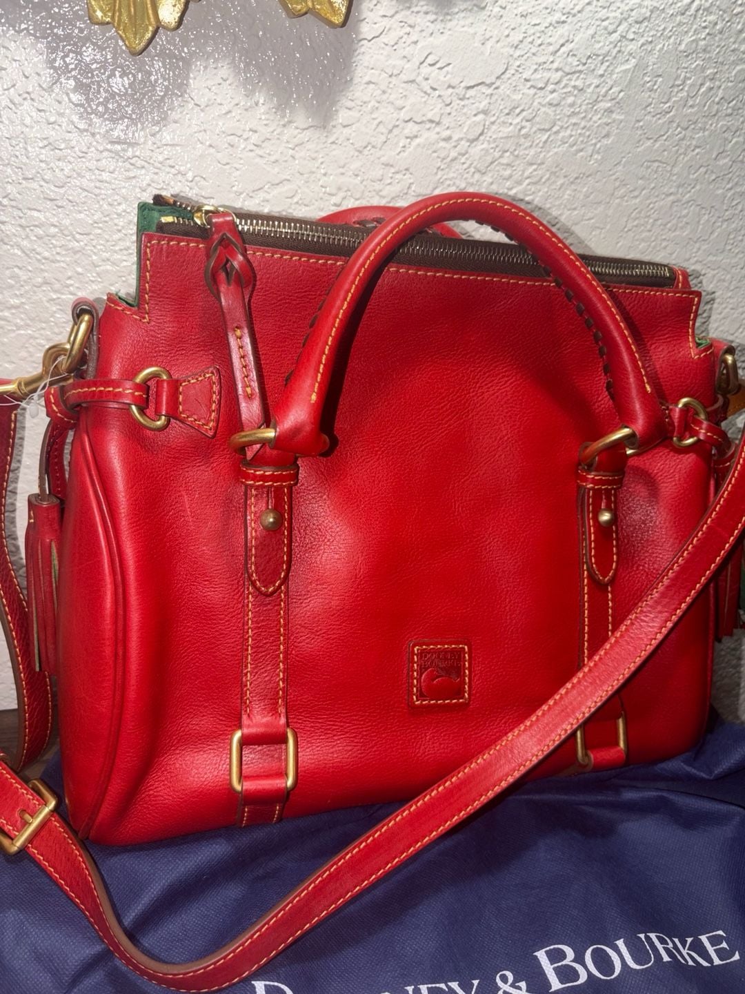 Dooney & Bourke Florentine Red Leather Satchel Tote Bag 3
