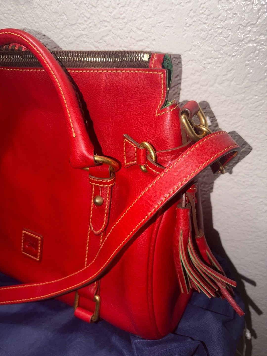 Dooney & Bourke Florentine Red Leather Satchel Tote Bag 4
