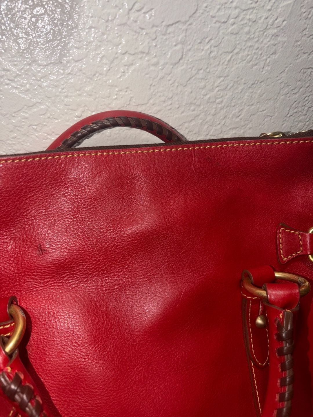 Dooney & Bourke Florentine Red Leather Satchel Tote Bag 7