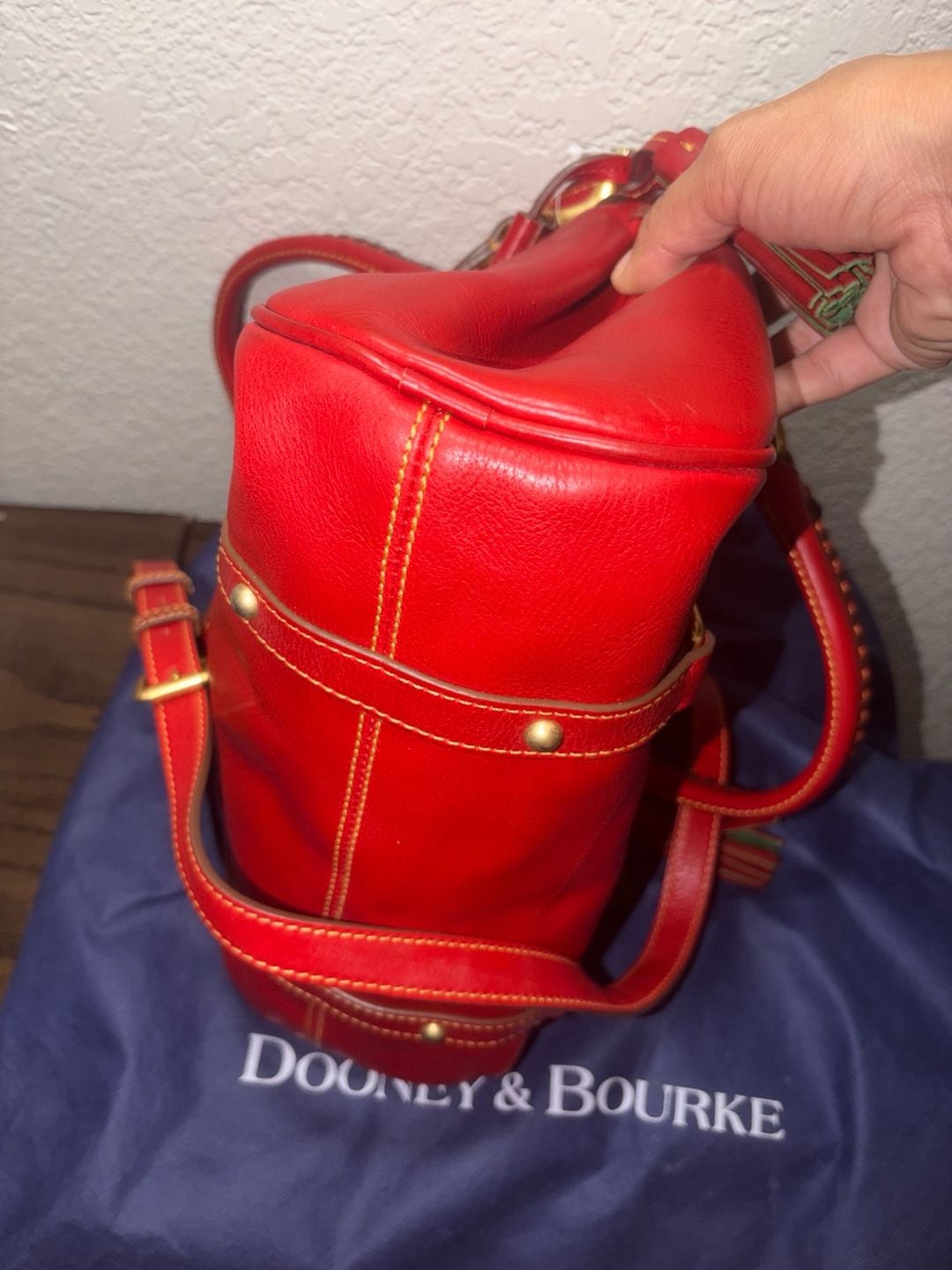 Dooney & Bourke Florentine Red Leather Satchel Tote Bag 13
