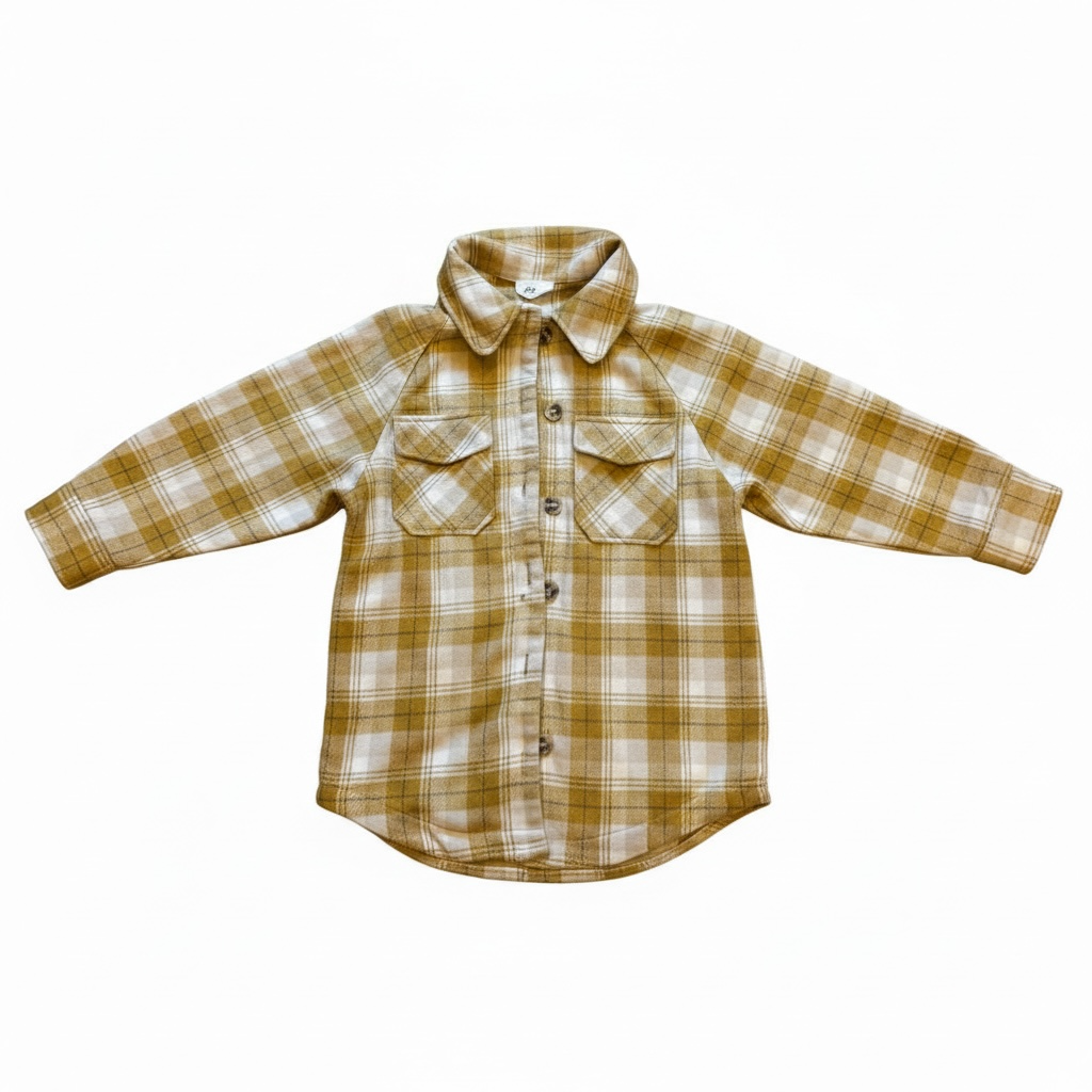 New In Plaid Flannel Shacket Size M Yellow White Long Sleeve Button Down 2