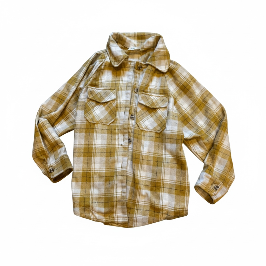 New In Plaid Flannel Shacket Size M Yellow White Long Sleeve Button Down 4