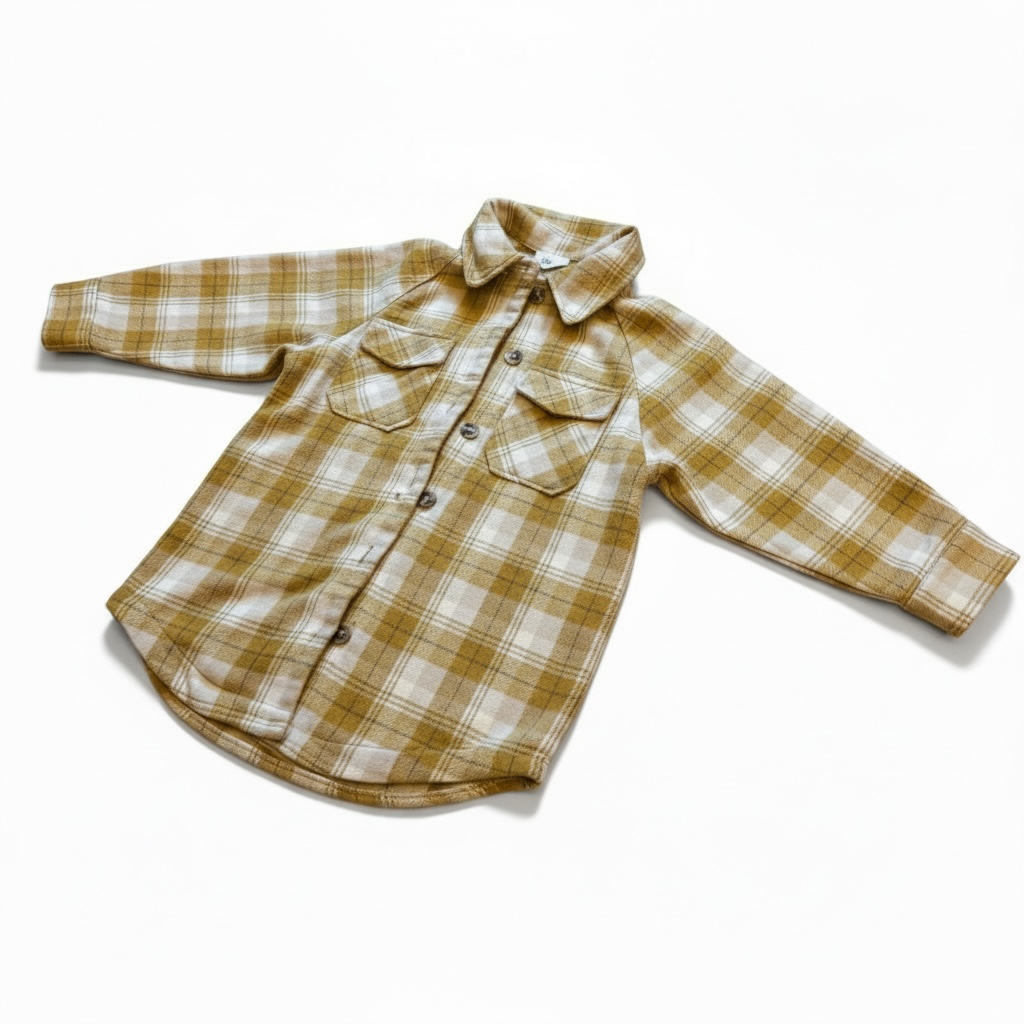 New In Plaid Flannel Shacket Size M Yellow White Long Sleeve Button Down 5