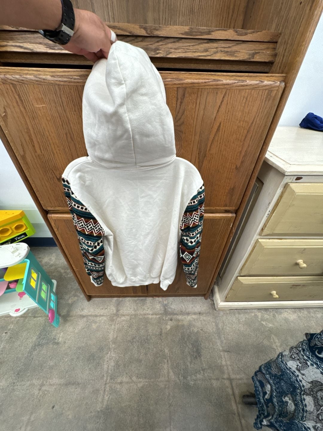 Vigor Hoodie Size S White Native Print Aztec Pullover 4