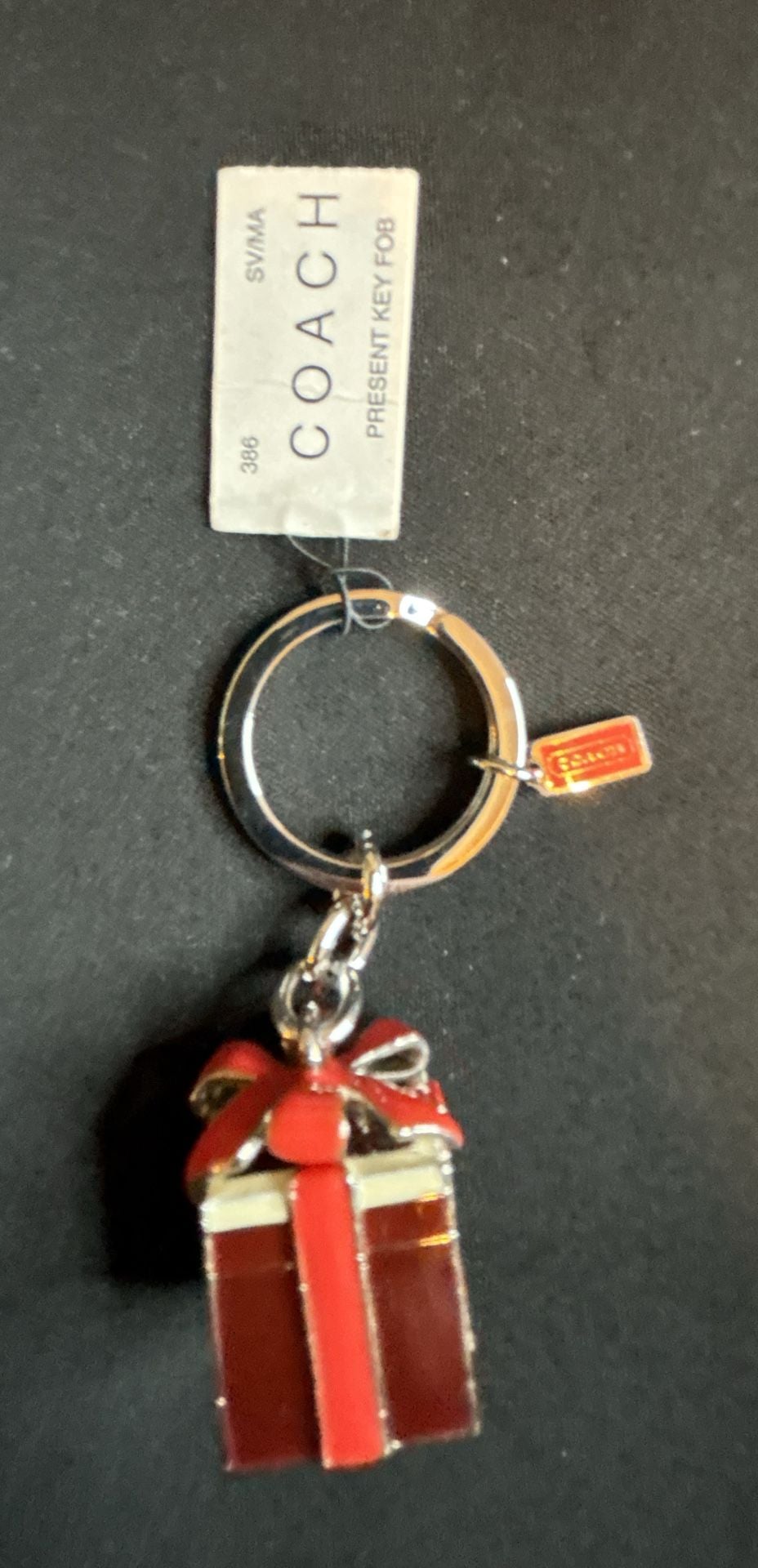 Coach Present Key Fob Red Gift Box Keychain Charm 3