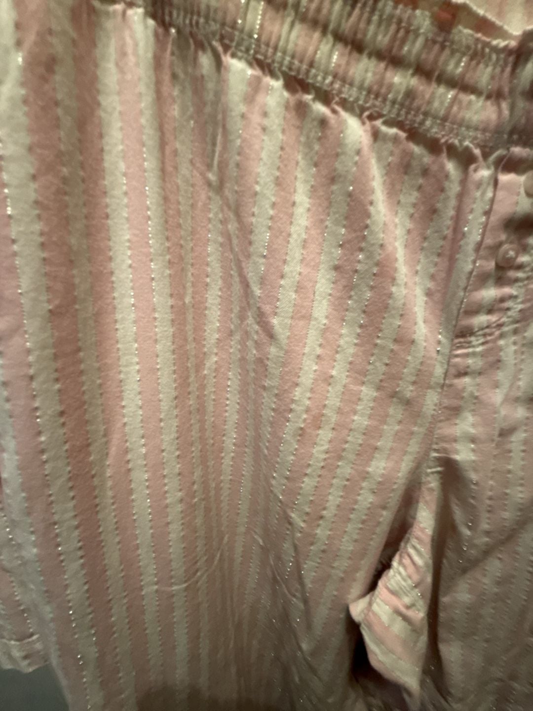 Victoria's Secret Pajama Set Size L Pink White Silver Metallic Striped 2
