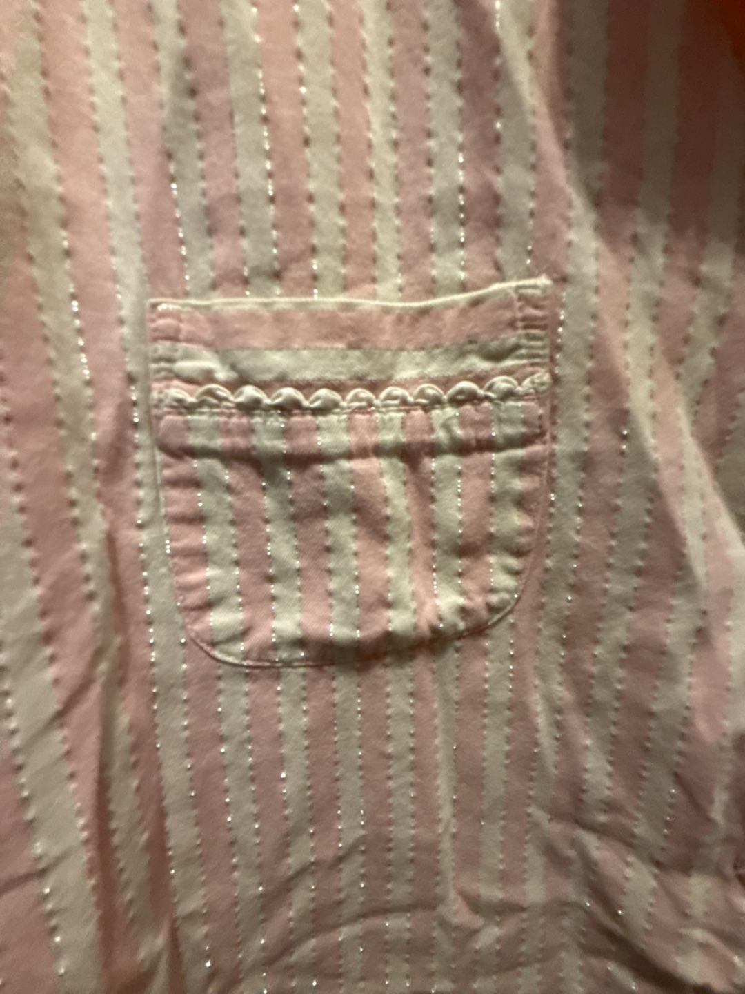 Victoria's Secret Pajama Set Size L Pink White Silver Metallic Striped 6