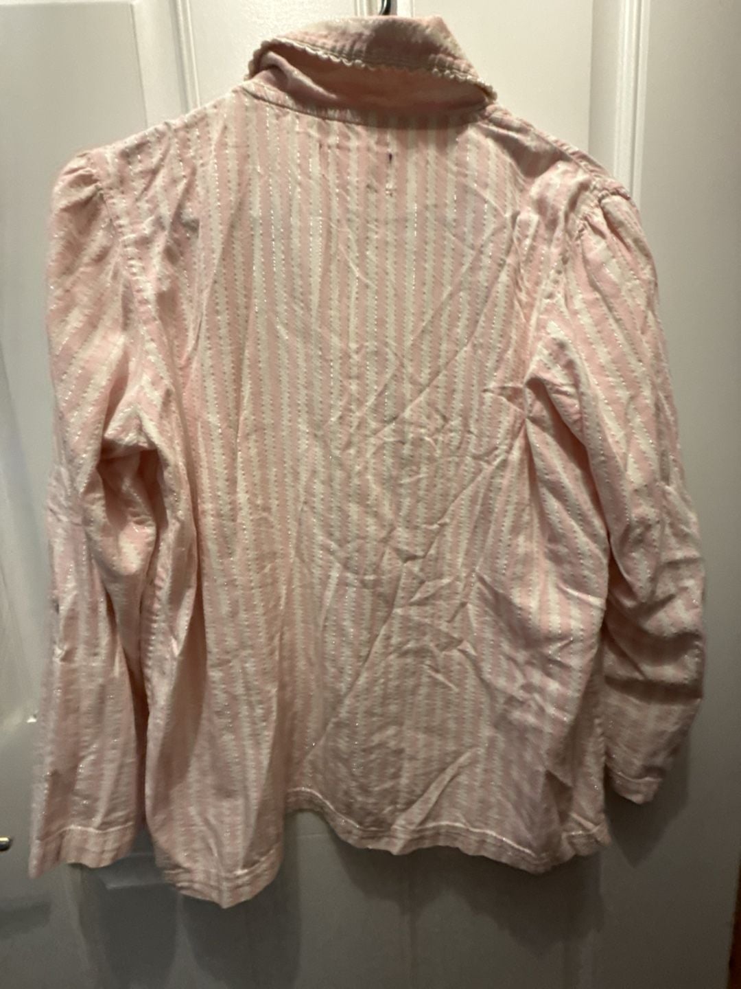 Victoria's Secret Pajama Set Size L Pink White Silver Metallic Striped 7