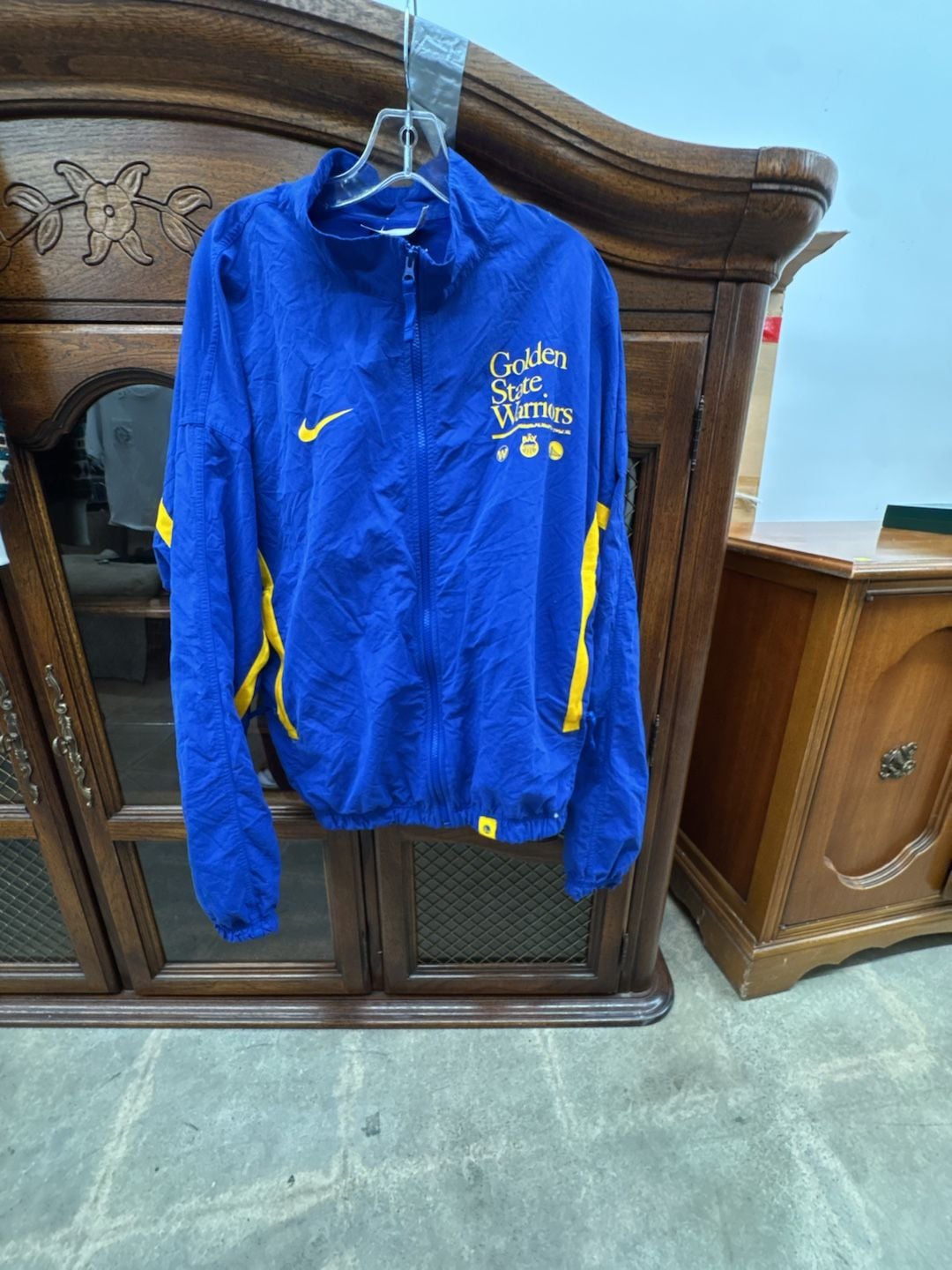 Nike Golden State Warriors Jacket Size M Blue Full-Zip Track Windbreaker 2