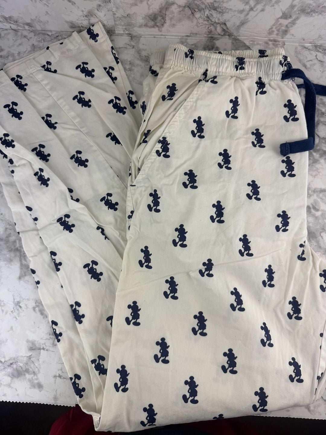 Disney Mickey Mouse Lounge Pants White Blue Print 1