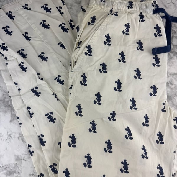 Disney Mickey Mouse Lounge Pants White Blue Print