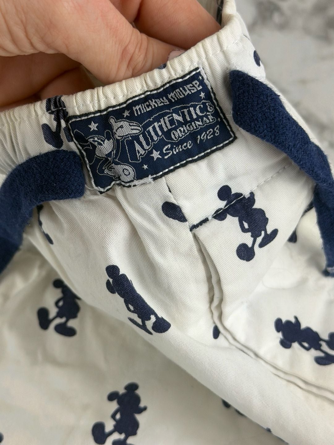 Disney Mickey Mouse Lounge Pants White Blue Print 2