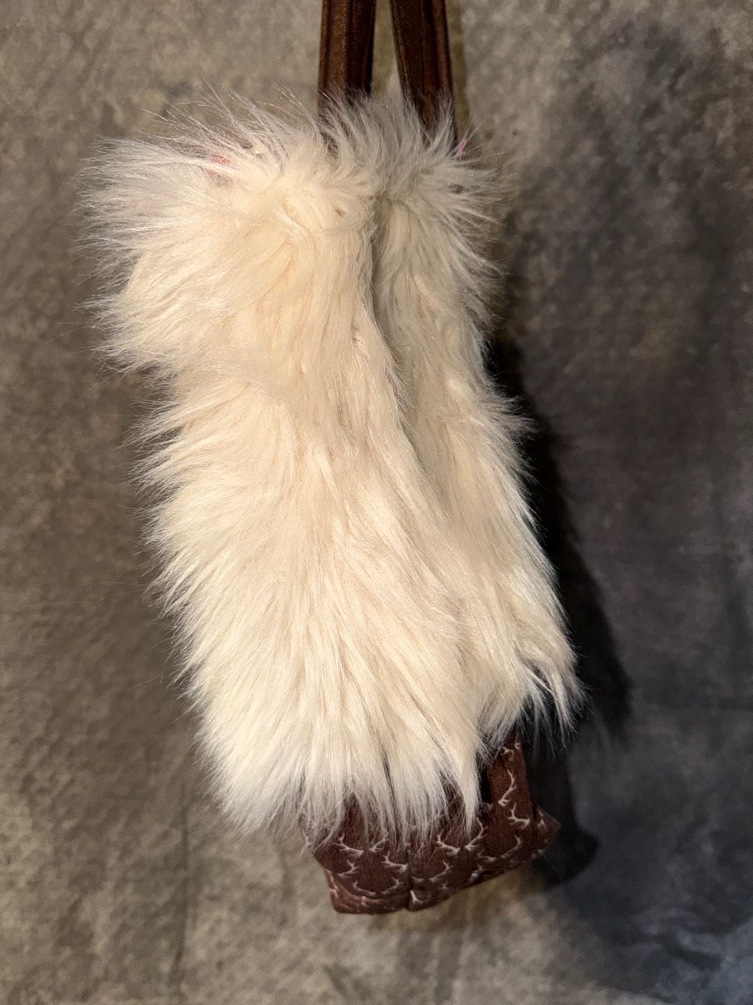 Handmade Faux Fur and Antler Print Tote Bag Mushroom Lining 5