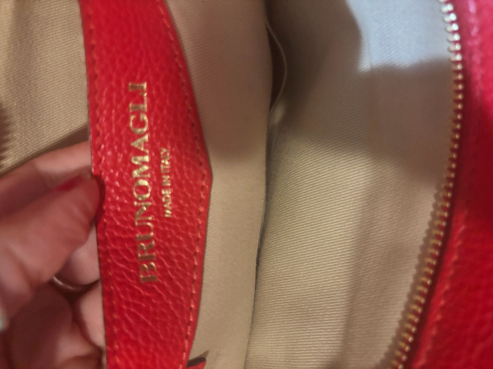 Bruno Magli Leather Tote Red Handbag 6