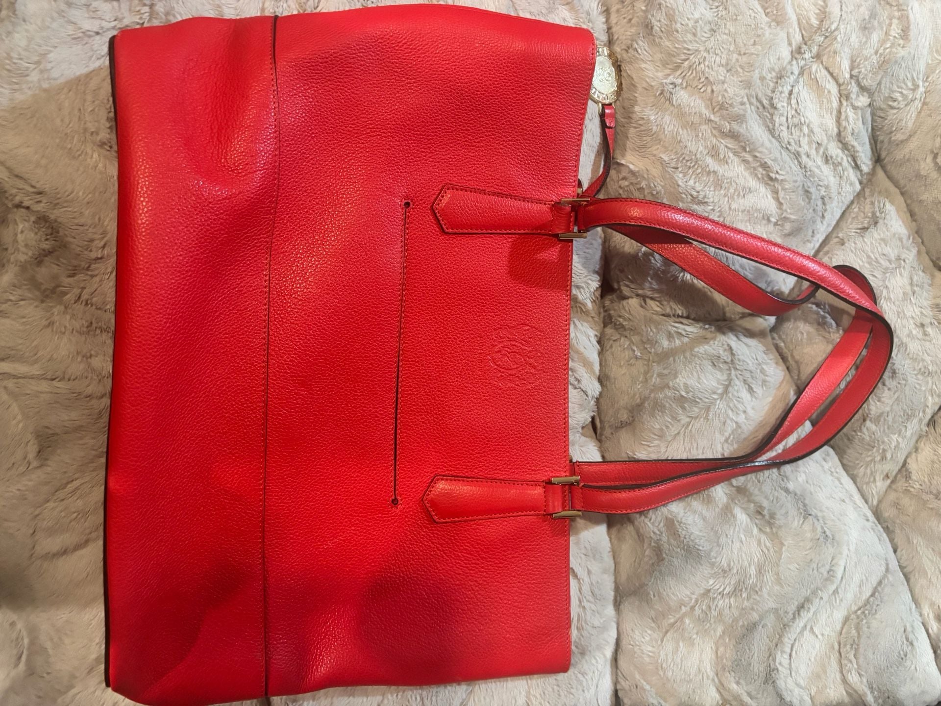 Bruno Magli Leather Tote Red Handbag 7