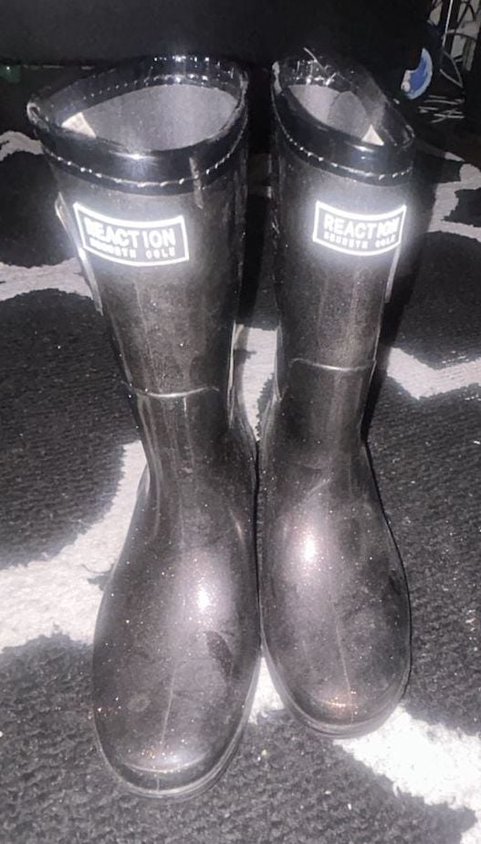 Kenneth Cole Reaction Rain Boots Black Glitter 4