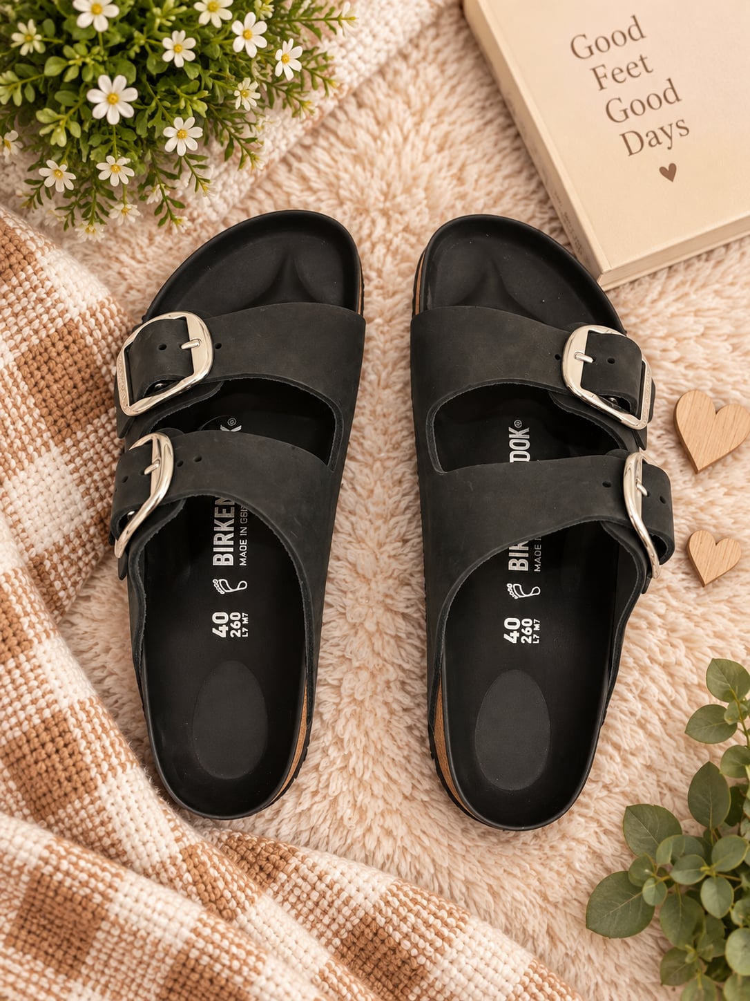 Birkenstock Arizona Big Buckle Size 40 Black Oiled Leather Sandals 2