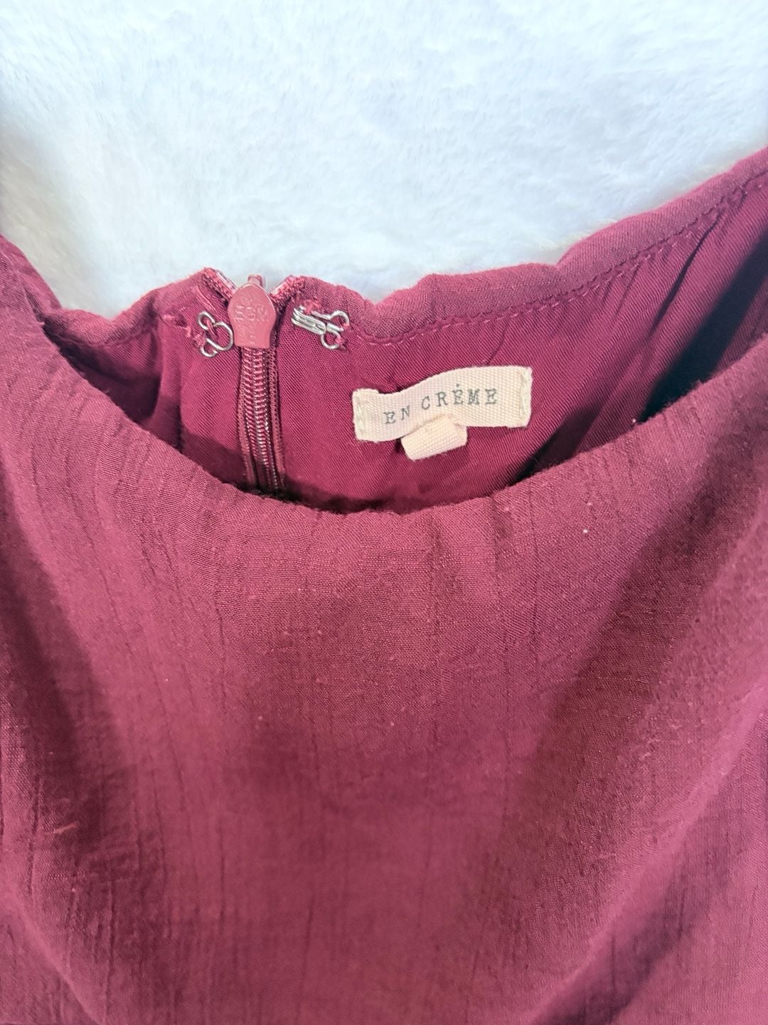 En Creme Heidi Jumpsuit Burgundy Tie Straps Pleated 4