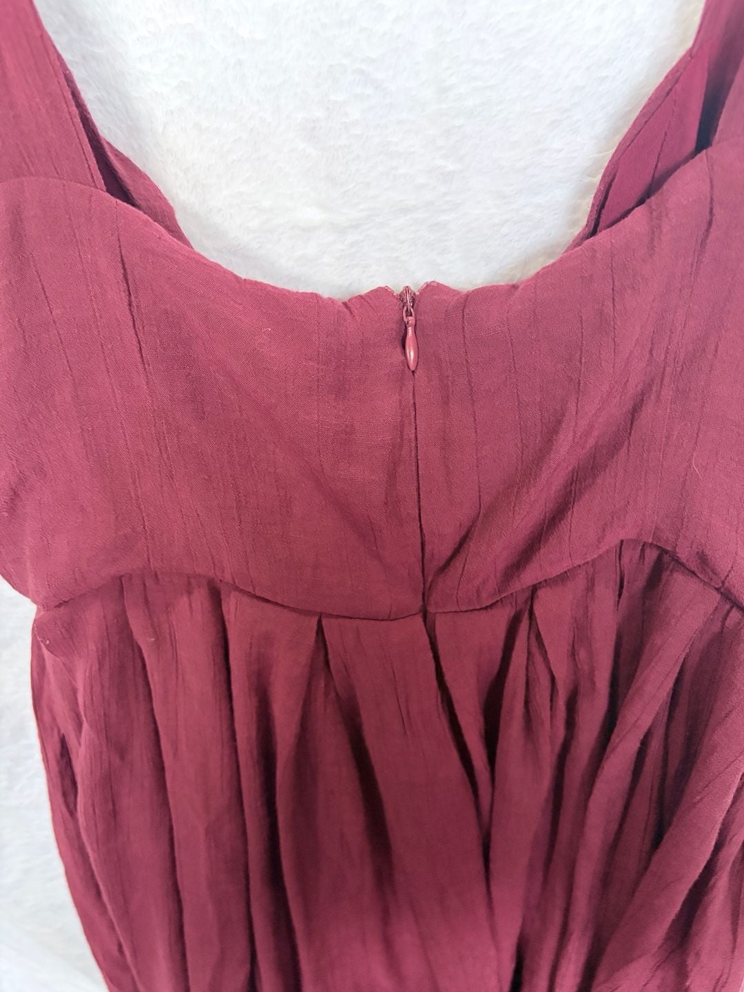 En Creme Heidi Jumpsuit Burgundy Tie Straps Pleated 5
