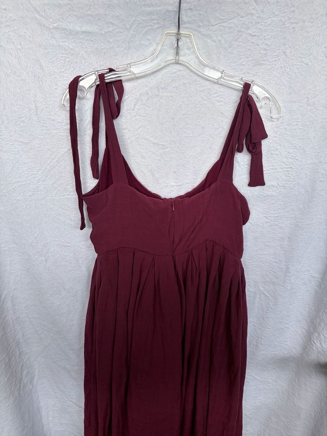 En Creme Heidi Jumpsuit Burgundy Tie Straps Pleated 11