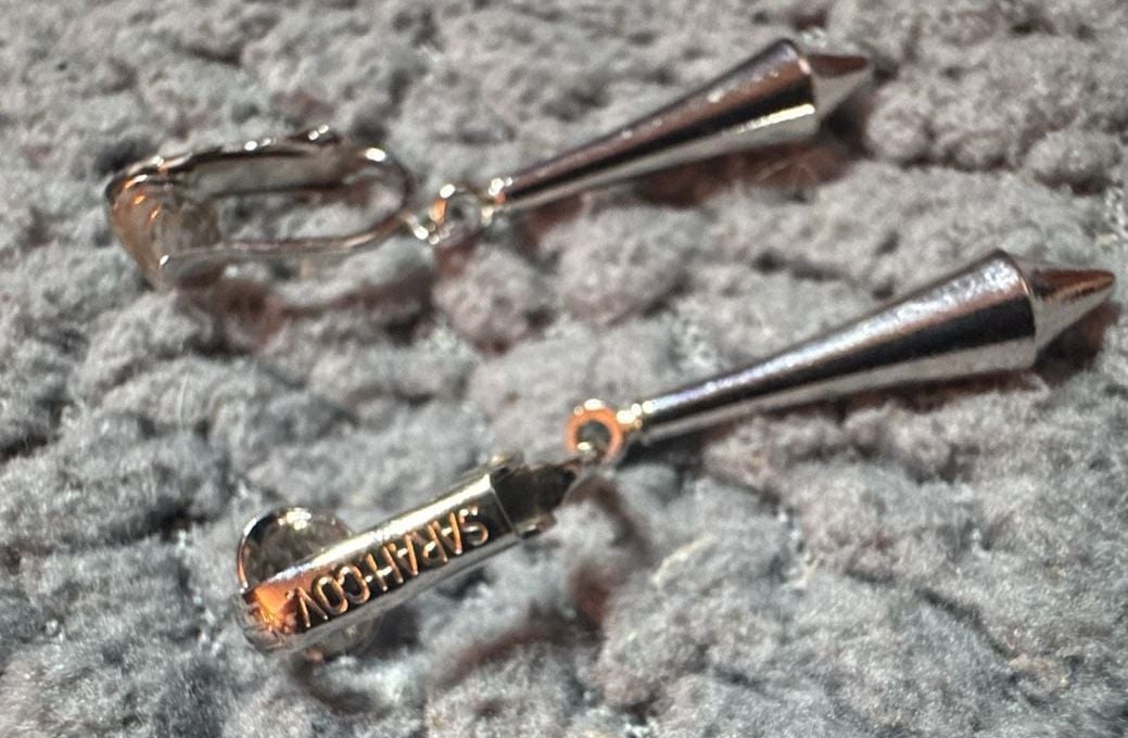 Sarah Coventry Silver Torpedo Clip-On Earrings Vintage 3