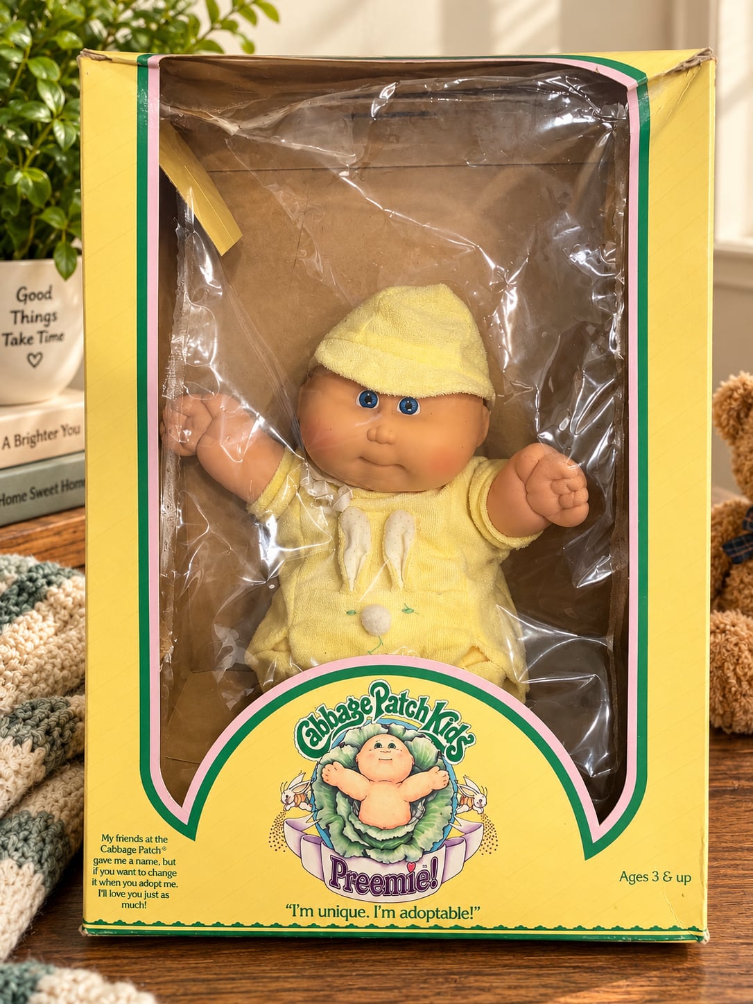 Cabbage Patch Kids Preemie Doll in Box Yellow Bunny Outfit 1