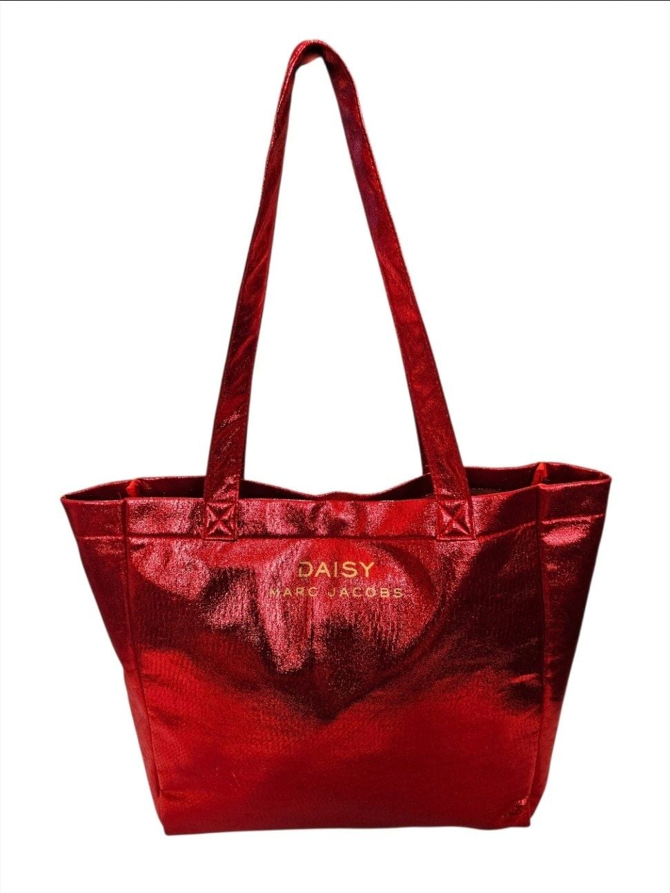 Marc Jacobs Daisy Red Metallic Tote Shopping Bag 2