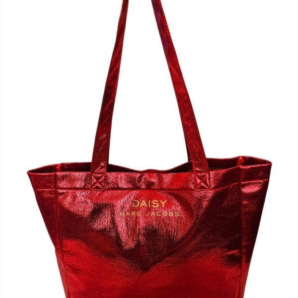 Marc Jacobs Daisy Red Metallic Tote Shopping Bag