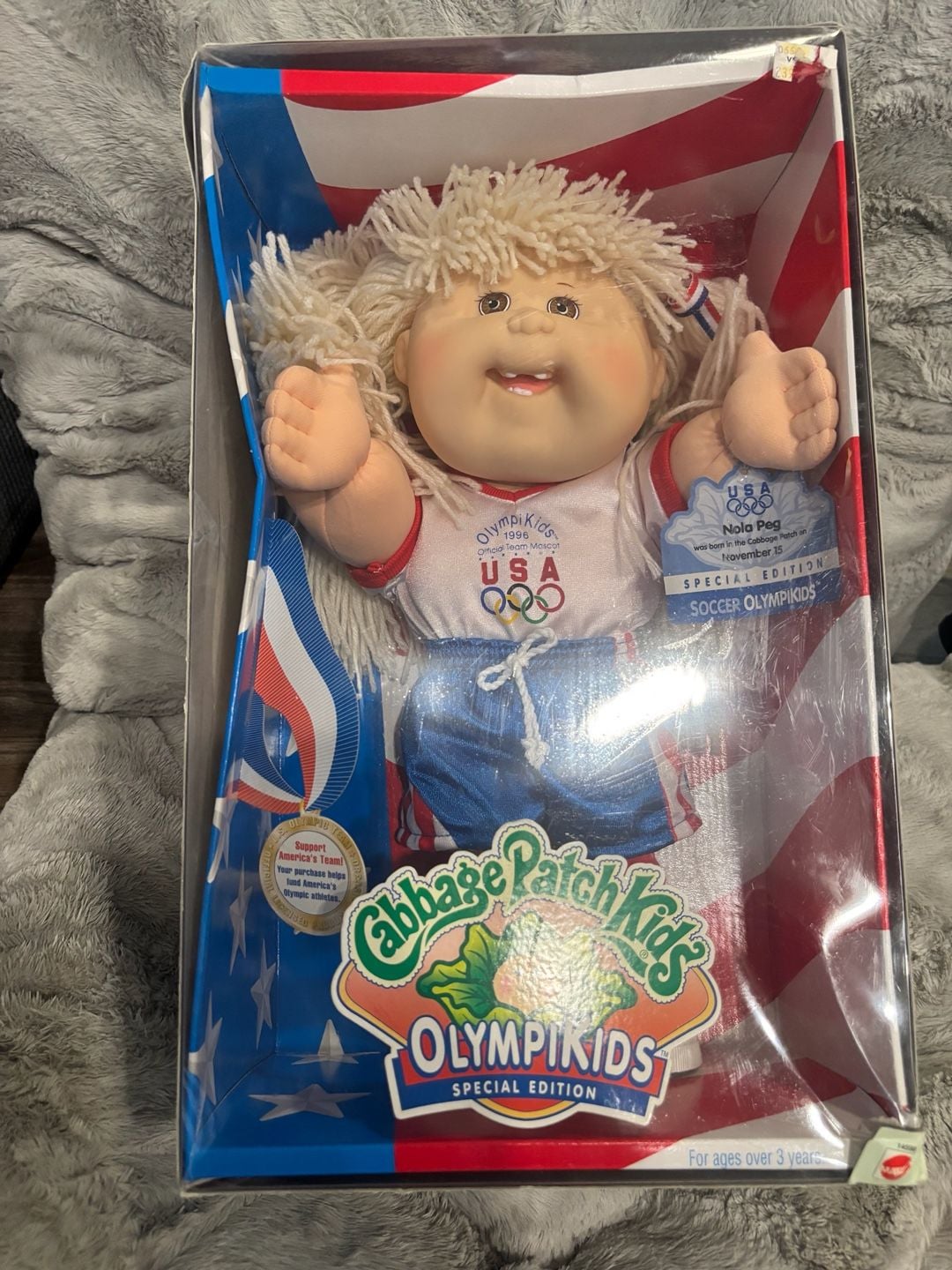 Mattel Cabbage Patch Kids 14 In Nola Peg Soccer Olympikids 1996 Doll 2