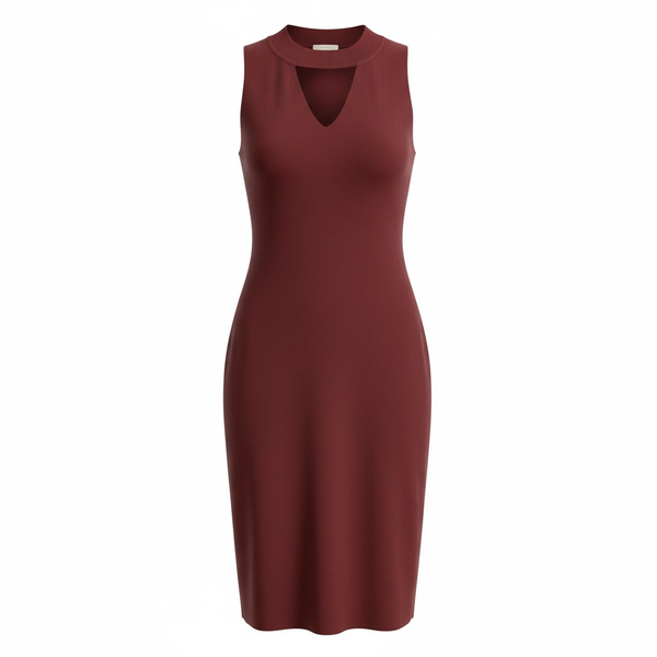 Wishlist Ribbed Midi Dress Size S Burgundy Cutout Sleeveless