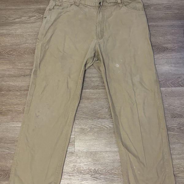 Berne Carpenter Pants Size 38x32 Tan Cotton Canvas Workwear