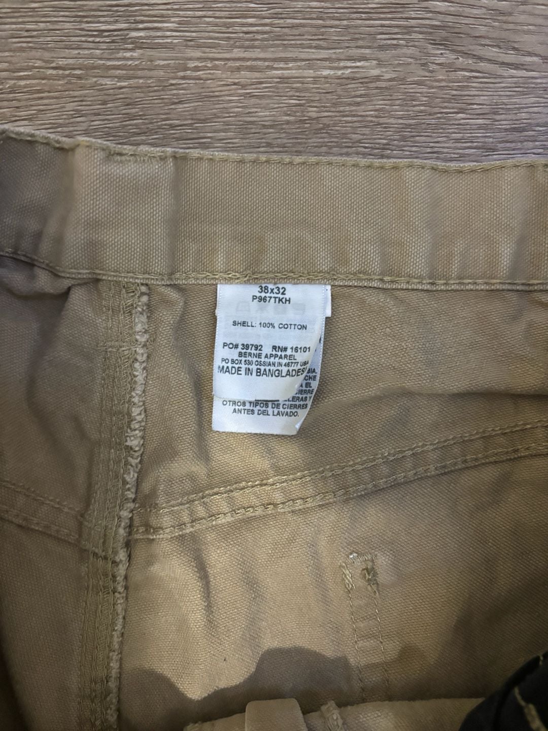 Berne Carpenter Pants Size 38x32 Tan Cotton Canvas Workwear 4