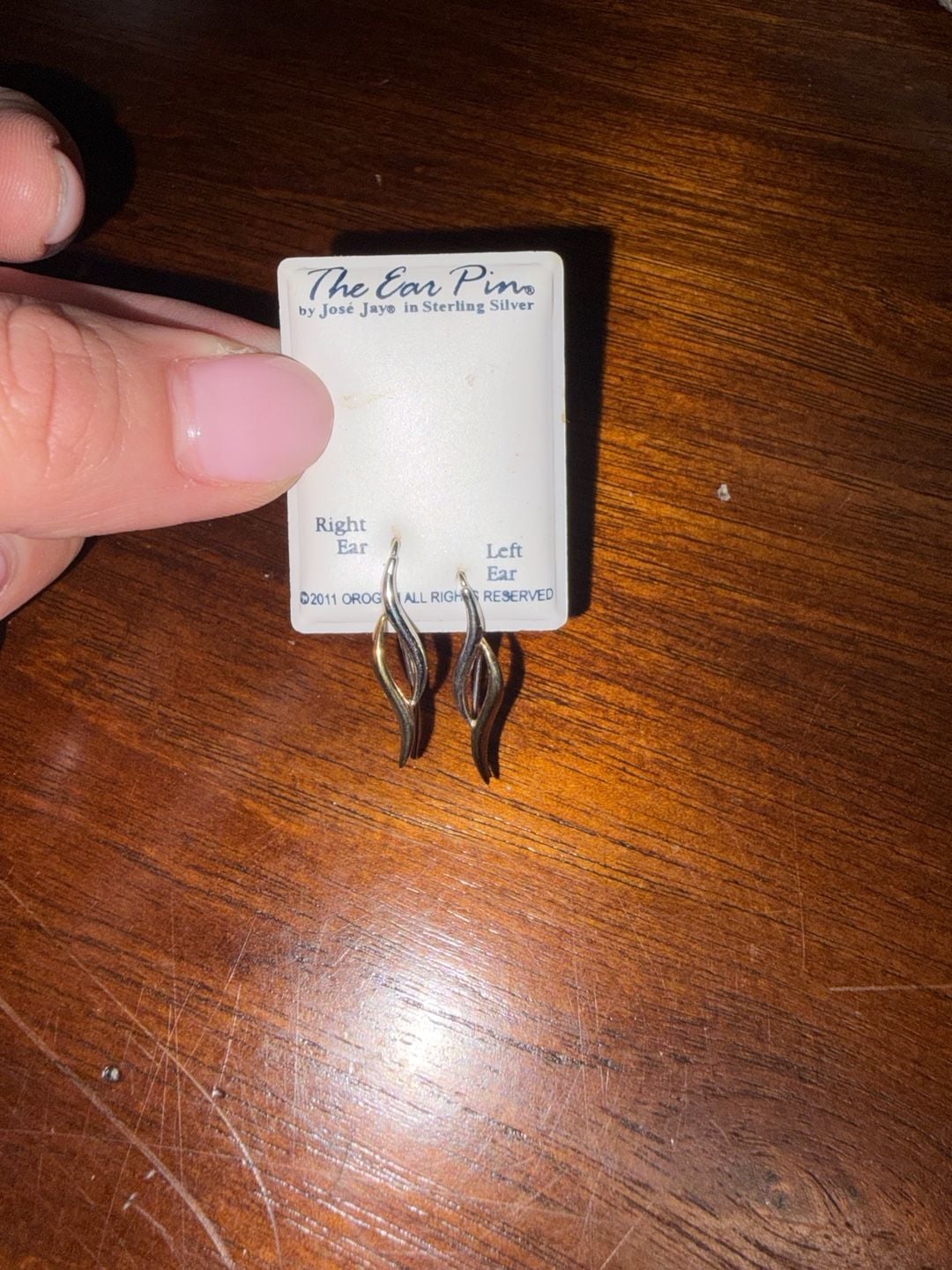 José Jay The Ear Pin Sterling Silver Two Tone Earrings Vintage 1