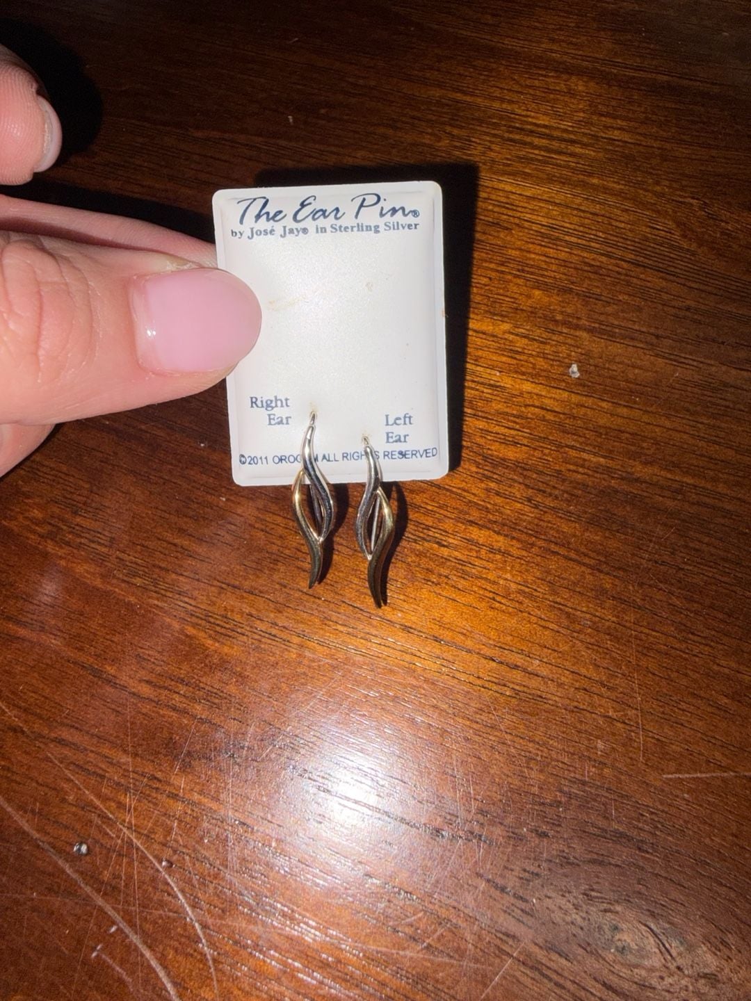 José Jay The Ear Pin Sterling Silver Two Tone Earrings Vintage 2