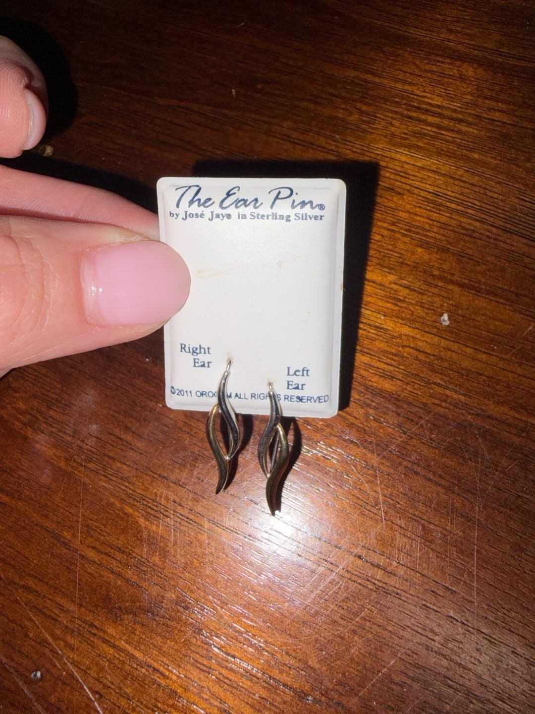 José Jay The Ear Pin Sterling Silver Two Tone Earrings Vintage 3