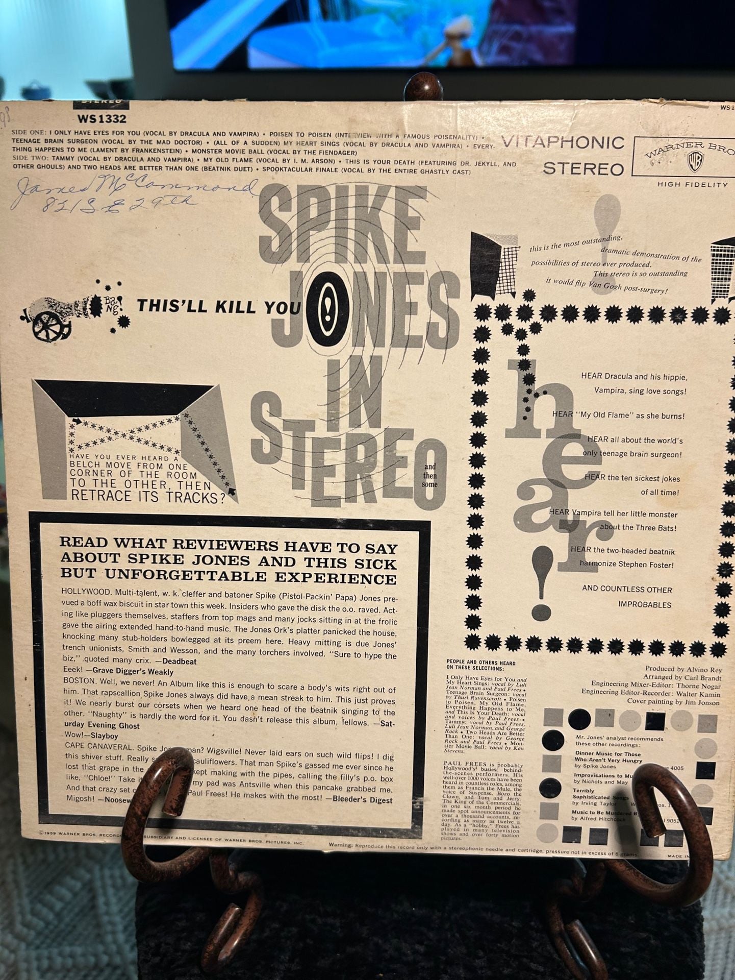 Spike Jones in Stereo LP Vinyl Record 1959 Warner Bros 3