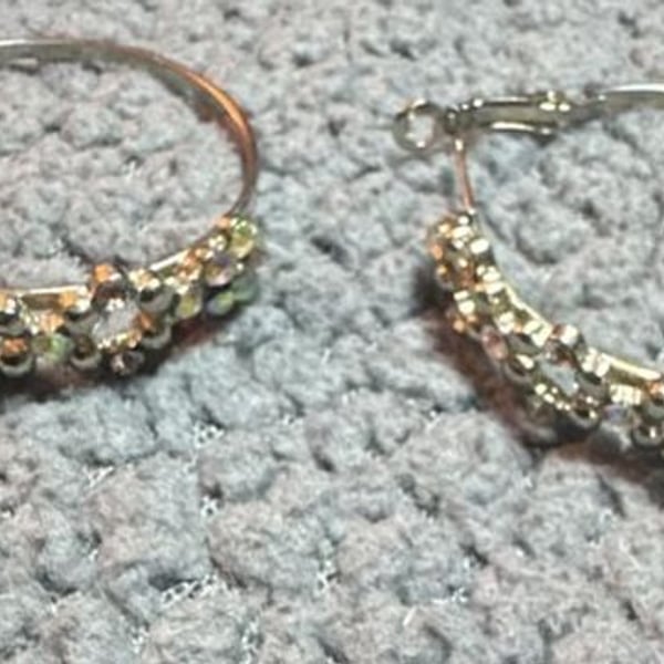 Unbranded Silver Rhinestone Beaded Hoop Earrings