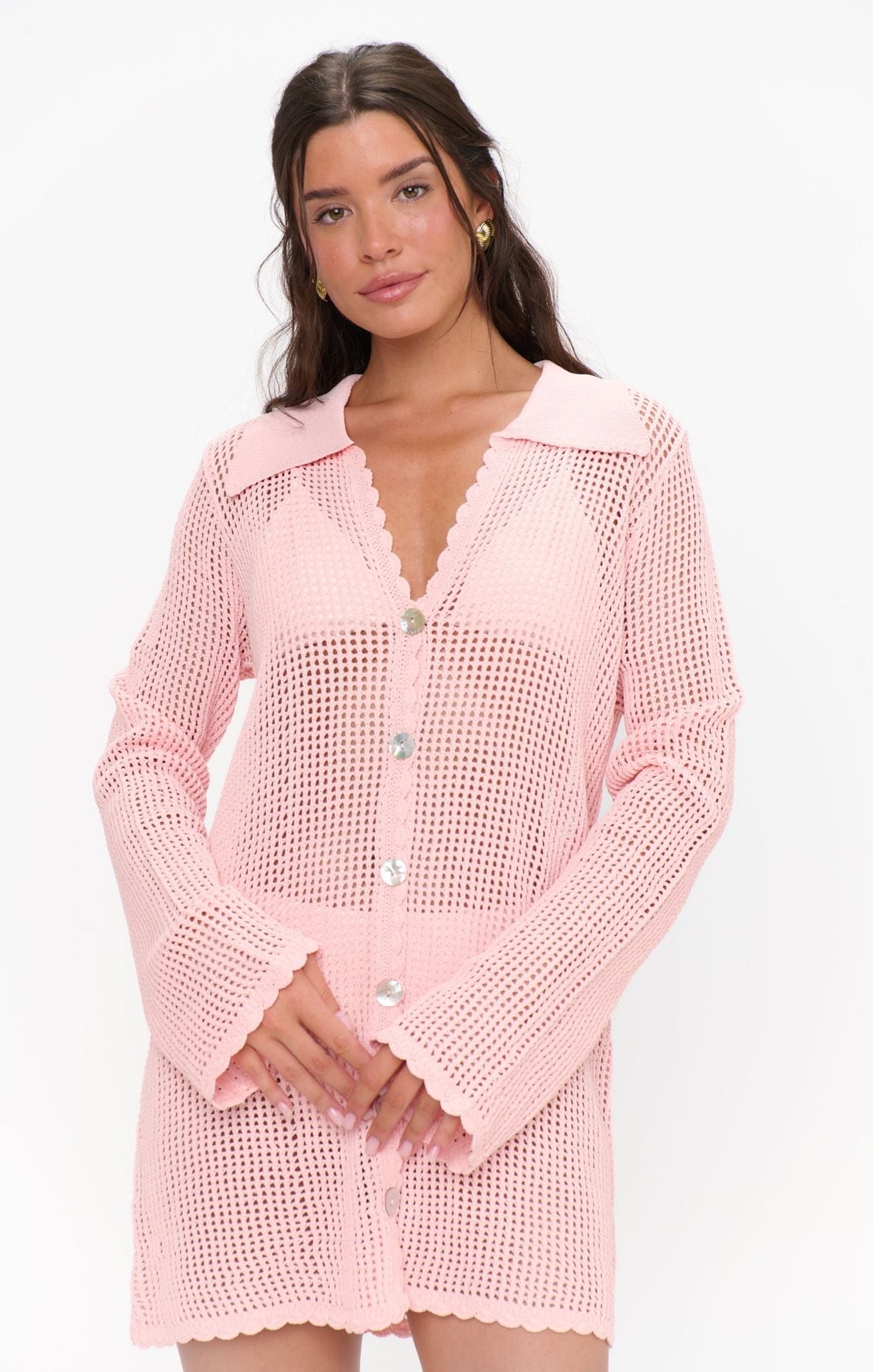 Show Me Your Mumu Button Up Coverup Size S Peachy Pink 2