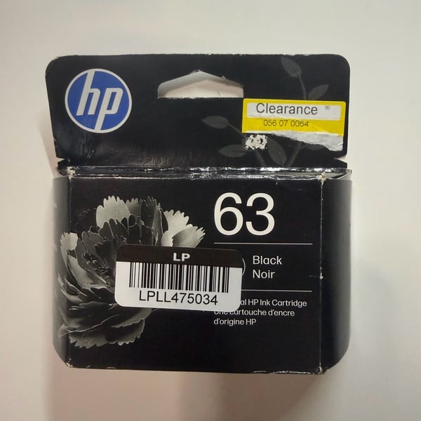 HP 63 Ink Cartridge - Black Exp Dec 2027
