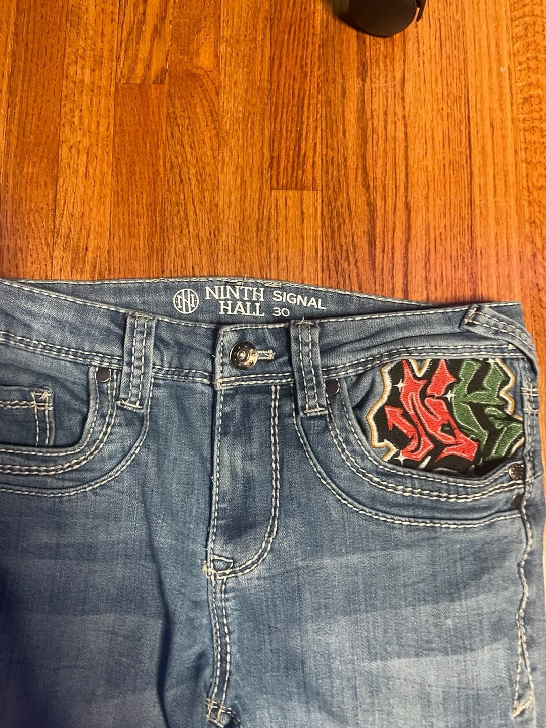 Ninth Hall Jeans Size 30 Embroidered Pocket Y2K Flare Denim 3