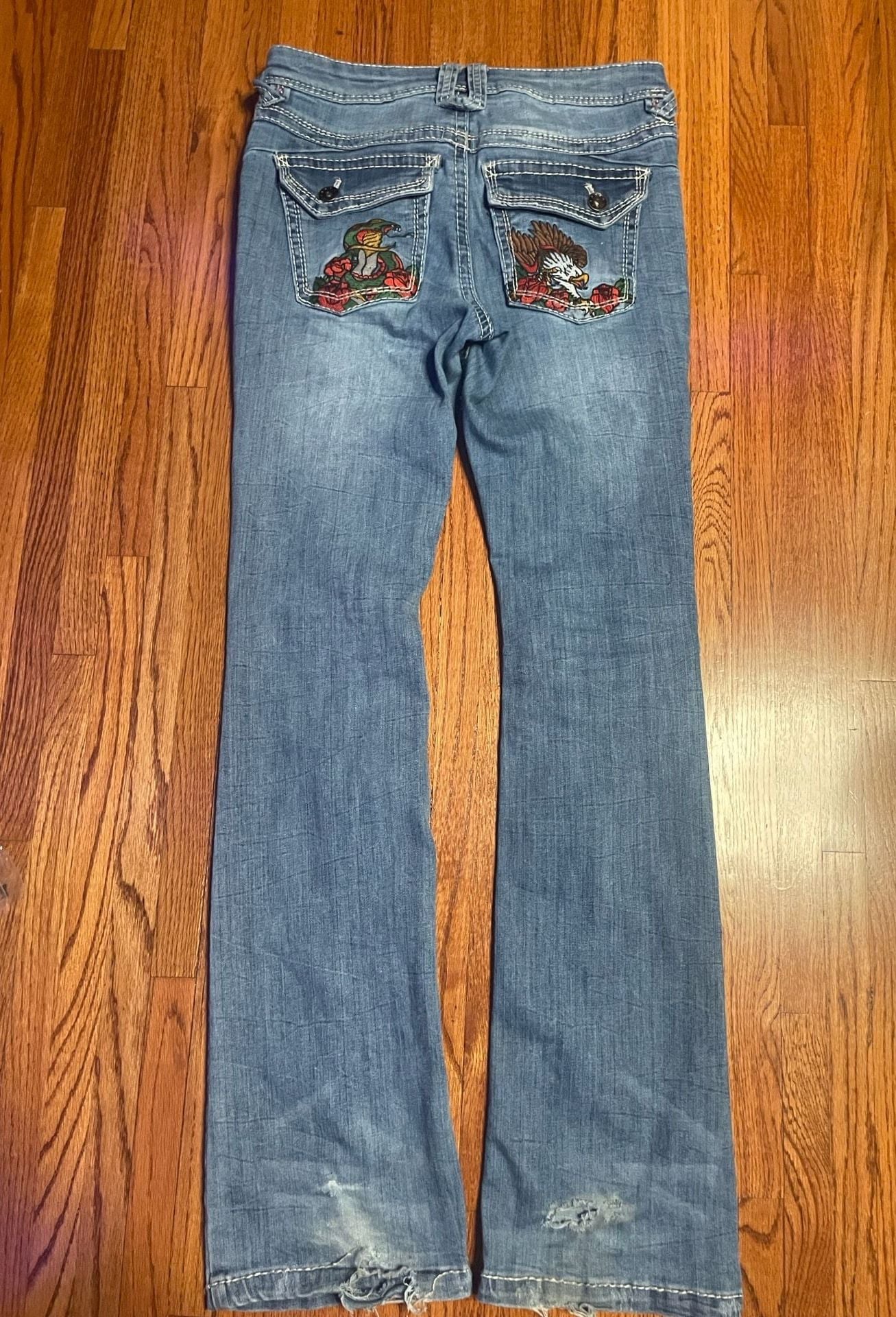 Ninth Hall Jeans Size 30 Embroidered Pocket Y2K Flare Denim 4