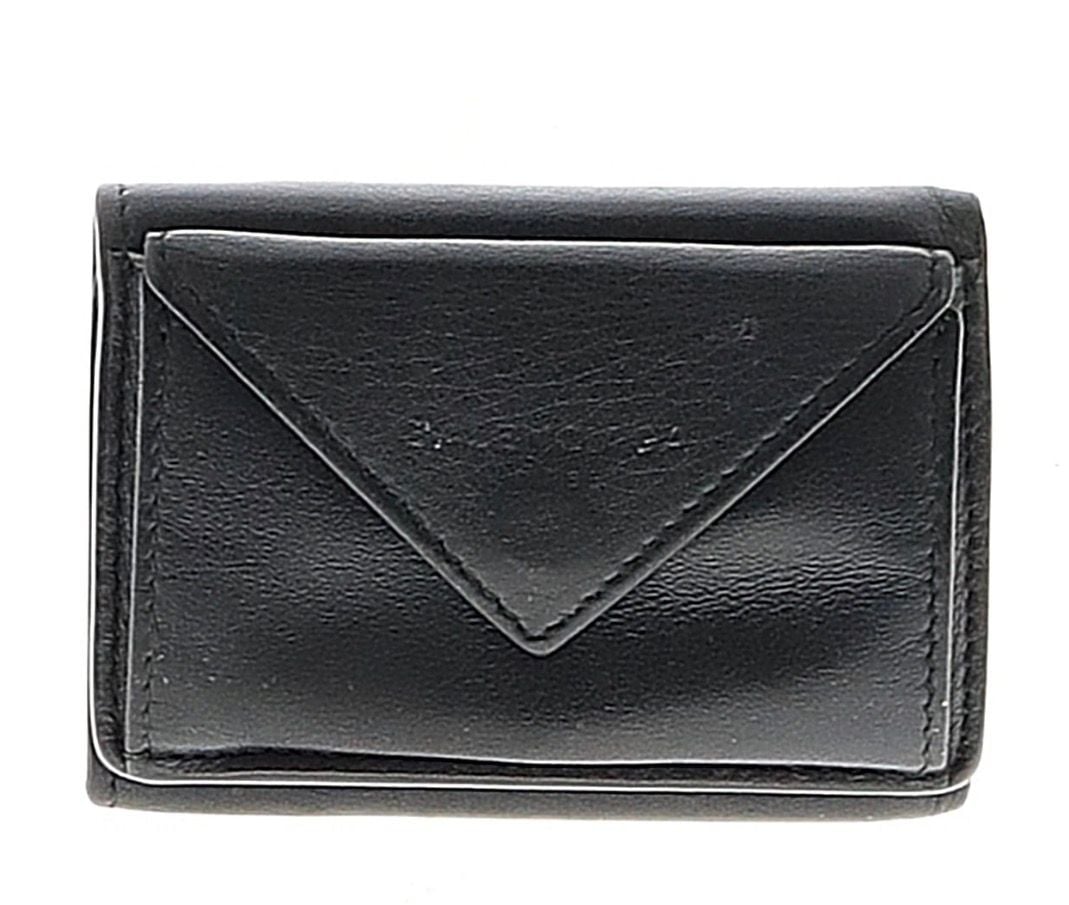 Balenciaga Paper Mini Trifold Wallet Black Leather 1