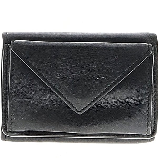 Balenciaga Paper Mini Trifold Wallet Black Leather