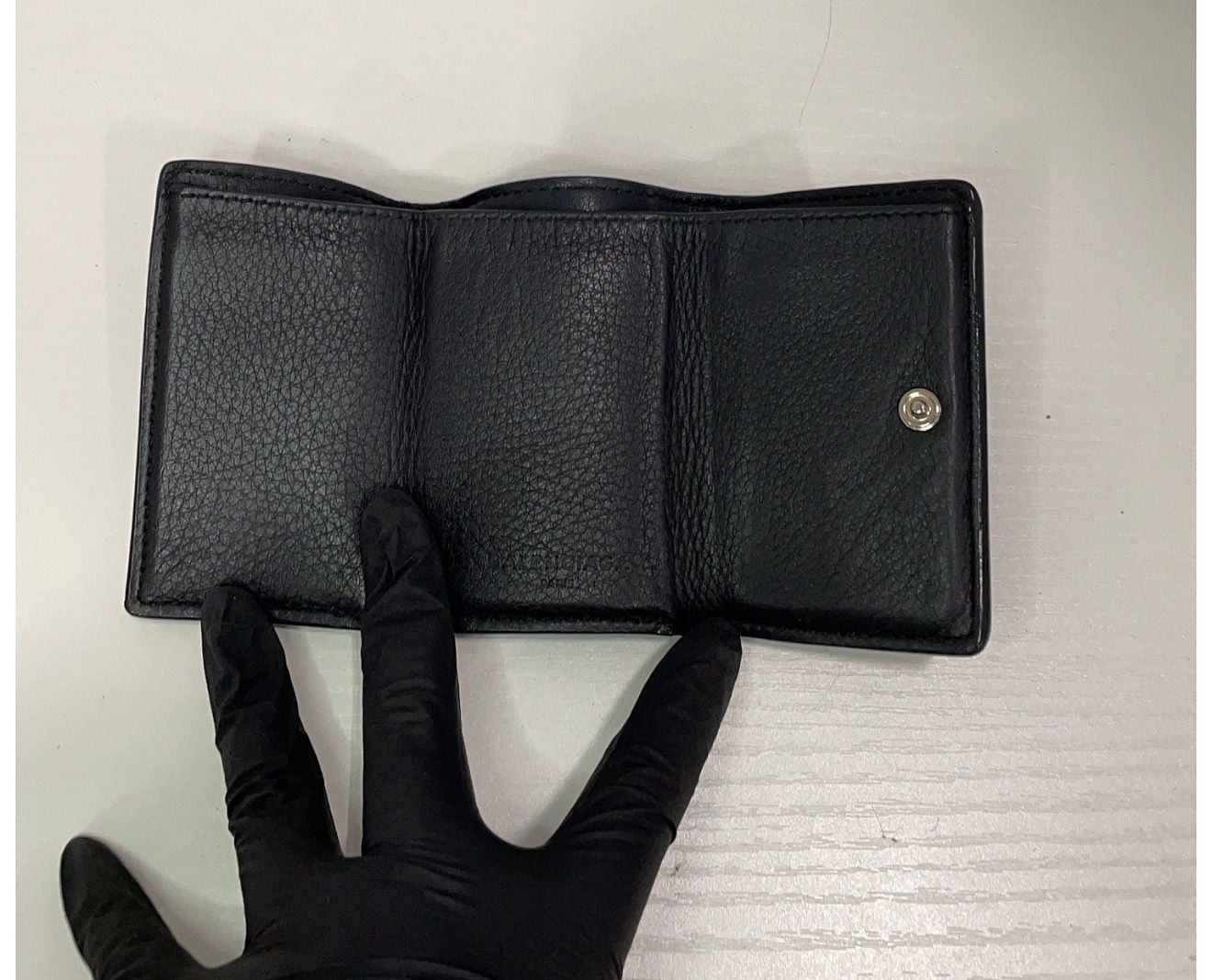 Balenciaga Paper Mini Trifold Wallet Black Leather 9