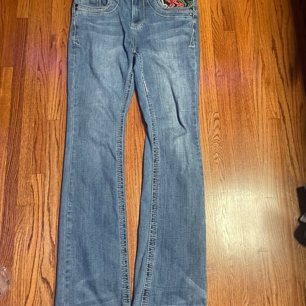 Ninth Hall Jeans Size 30 Embroidered Pocket Y2K Flare Denim