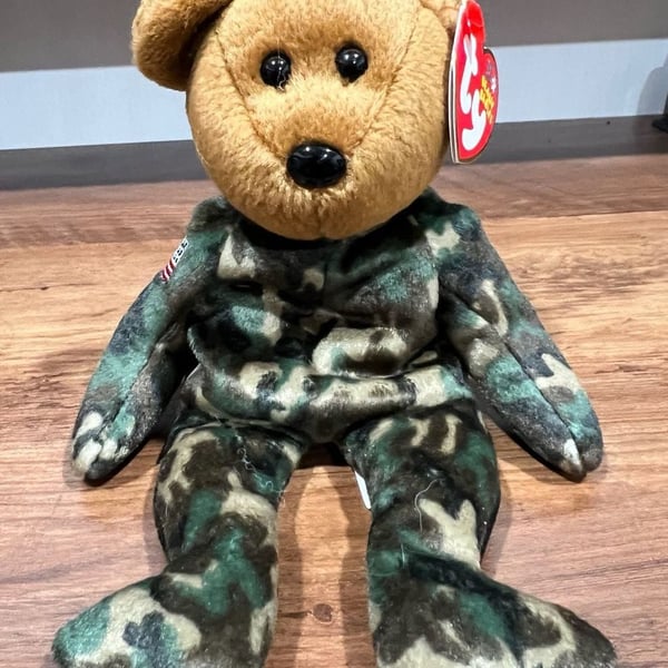 Ty Beanie Babies Hero USO Military Bear Camouflage With Tags