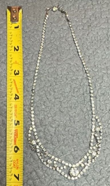 Vintage Rhinestone Collar Necklace Silver Tone Bib Choker 6